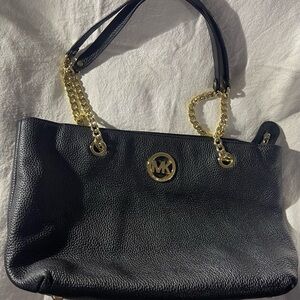 Michael Kors Black Leather Tote Bag